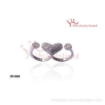 Sparkling Double Heart Married Couple Rings in 925 Silver c